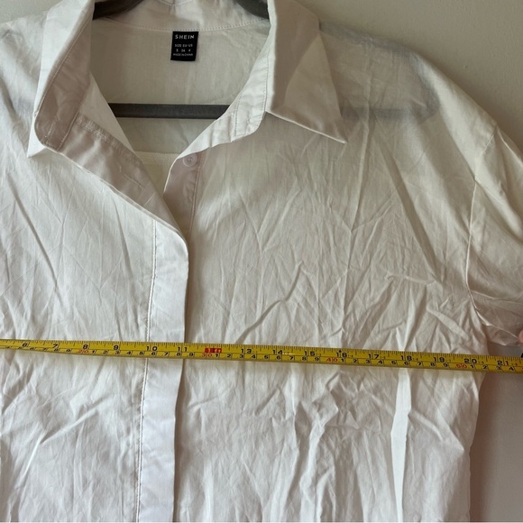SHEIN Women’s White Long Sleeve Collared Button Down Shirt Small 100% Cotton - Picture 10 of 11